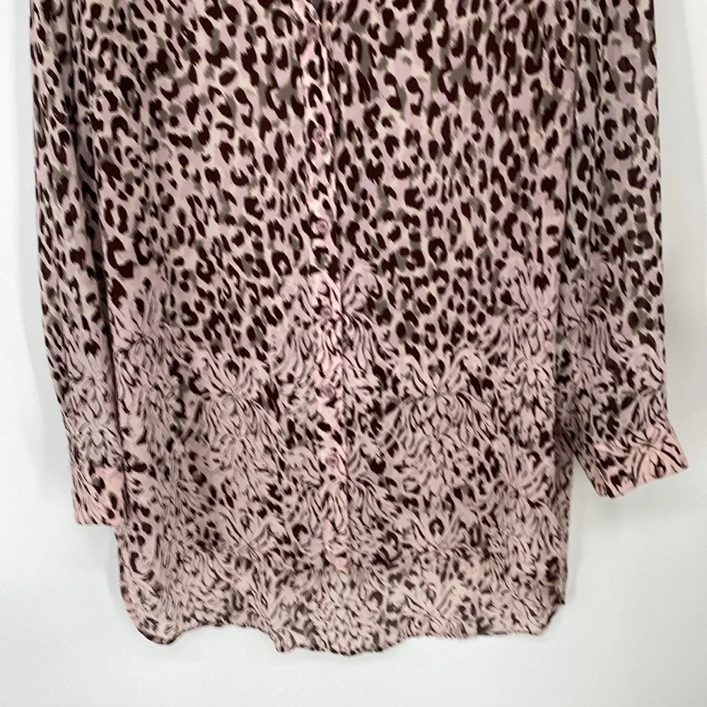 Belle by Kim Gravel Animal Print Button Front Blouse Size Large - Picture 3 of 9